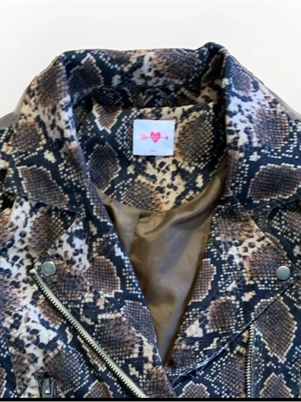 New Buddy Love Snake python Print corduroy Biker Jacket Streetwear